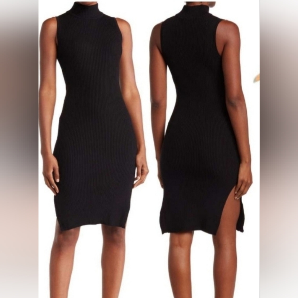 MAGASCHONI RIBBED MOCKNECK BODYCON DRESS IN GREY size L NWT - Picture 7 of 7